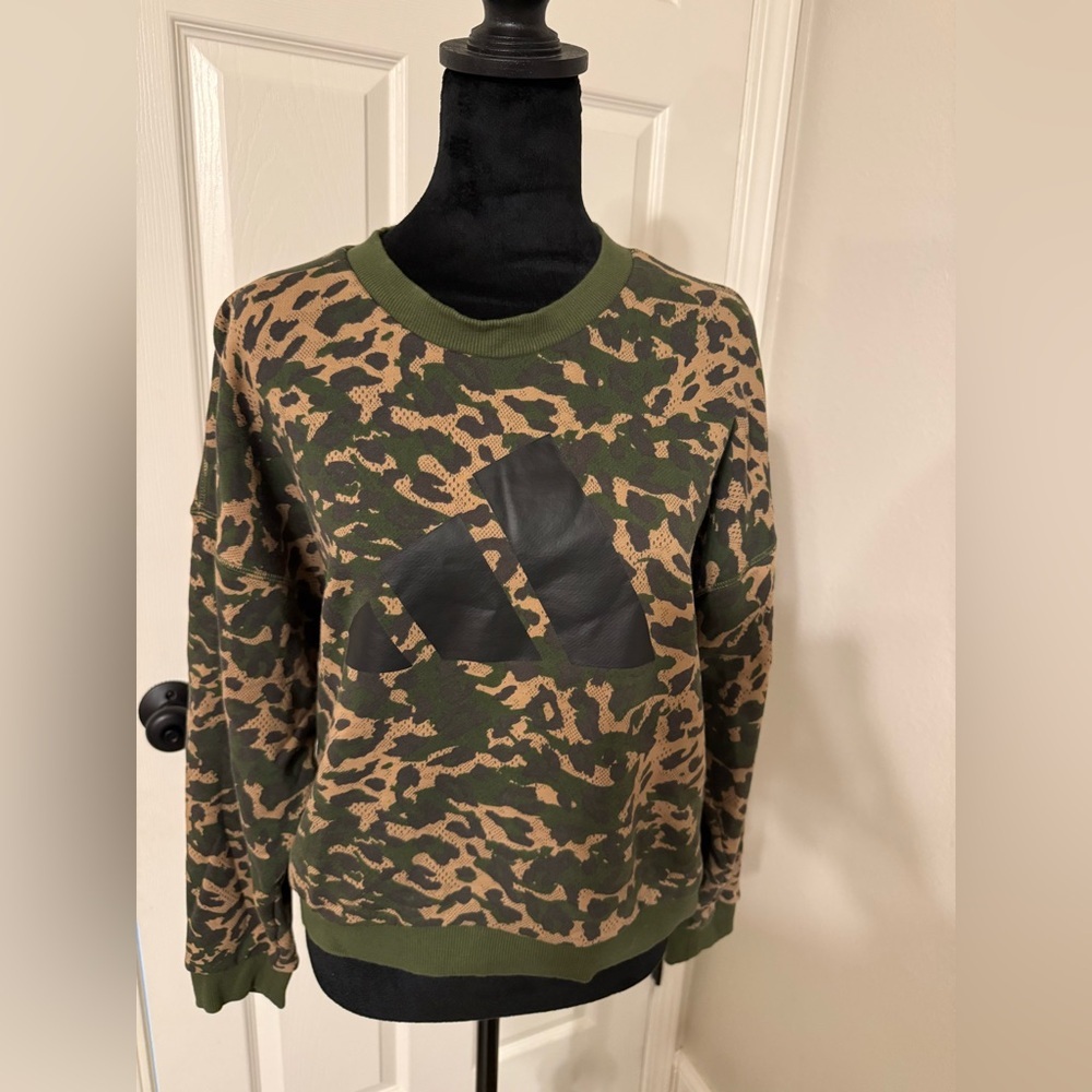 Adidas Camo Print Sweatshirt in Green and Tan
